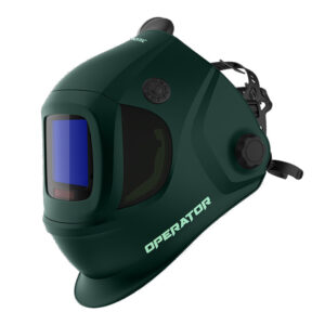 Migatronic Operator Air‑fed svetshjälm Midnight Nordic Pine med automatisk avbländning.