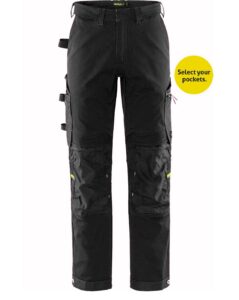 Fristads Flex hantverkarbyxa stretch 2800 GSTT i svart – slitstark 4-vägsstretch med CORDURA-förstärkningar