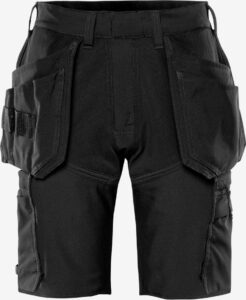 Svart Fristads hantverkarshorts 2598 LWS i stretch med flera verktygsfickor.