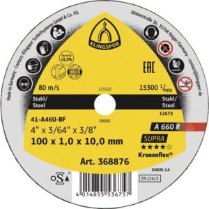 Klingspor Kapskiva A660R Supra Rakt Nav 76x1x10mm